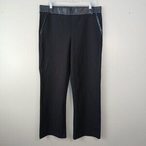 ADREIENNE LANDAU ONYX WIDE LEG, LEATHER ACCENT, BLACK PANTS SIZE XL, NWOT
